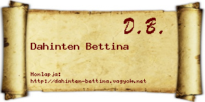 Dahinten Bettina névjegykártya